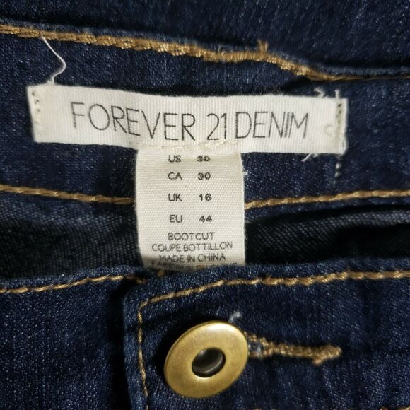Forever 21 Womens Denim Jeans Size 30 Bootcut Stretch Blue Dark Wash Low Rise - Picture 6 of 8